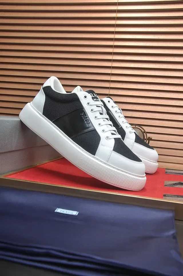 Prada Cloudbust White Black Low-Top Platform Sole Lifestyle Sneakers 4