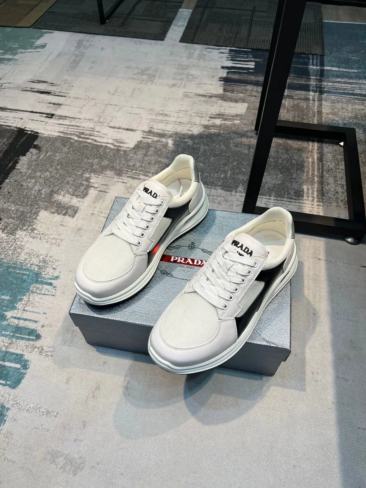 Prada Cloudbust White Black Silver Lifestyle Sneakers 5