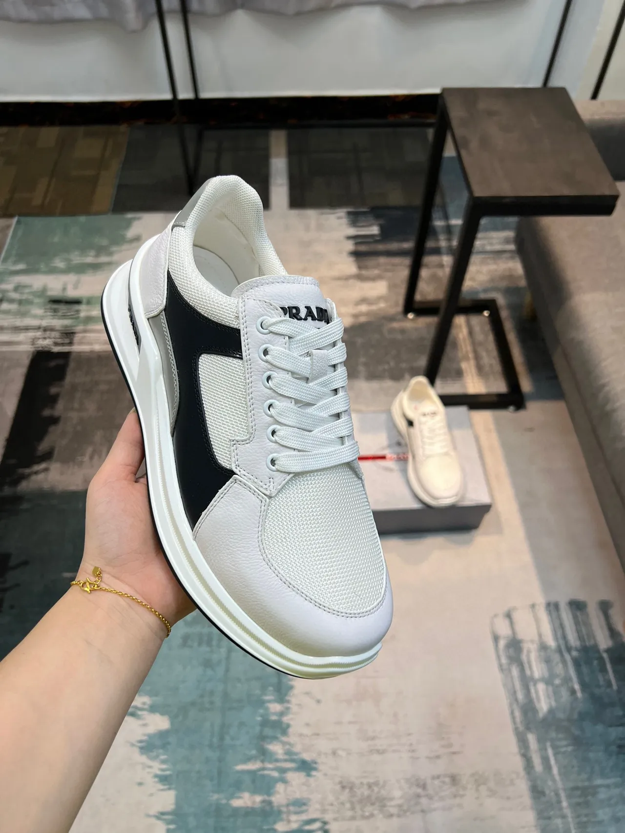 Prada Cloudbust White Black Silver Lifestyle Sneakers 6
