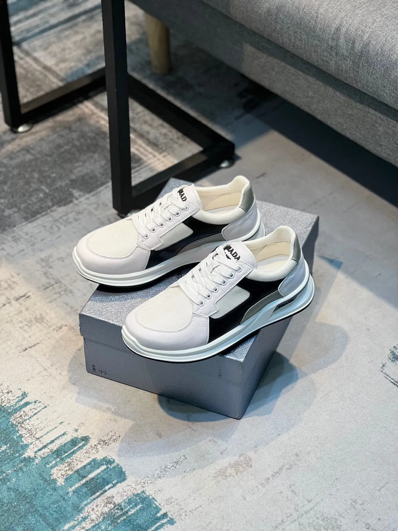 Prada Cloudbust White Black Silver Lifestyle Sneakers 7