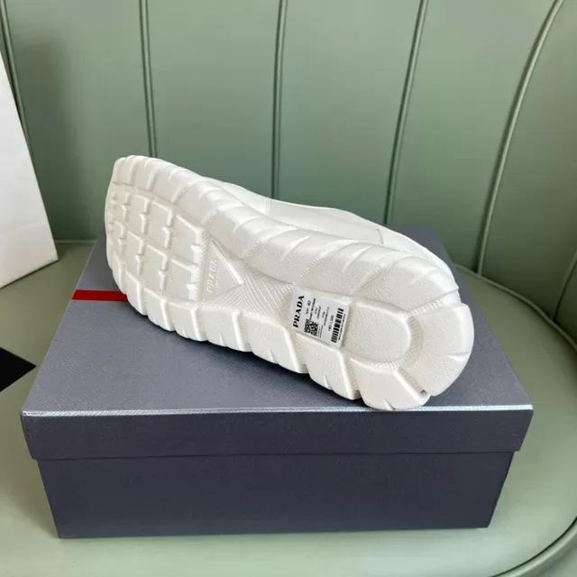 Prada Cloudbust White Gray Ridged Sole Mixed Mesh And Synthetic Upper Chunky Sneakers 2