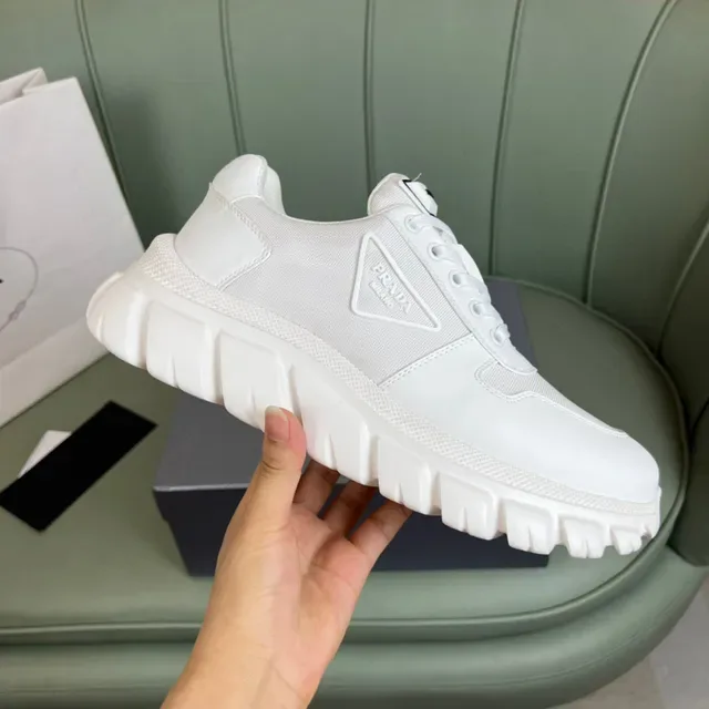 Prada Cloudbust White Gray Ridged Sole Mixed Mesh And Synthetic Upper Chunky Sneakers 4