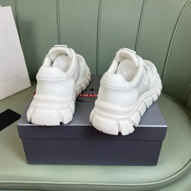 Prada Cloudbust White Gray Ridged Sole Mixed Mesh And Synthetic Upper Chunky Sneakers 6