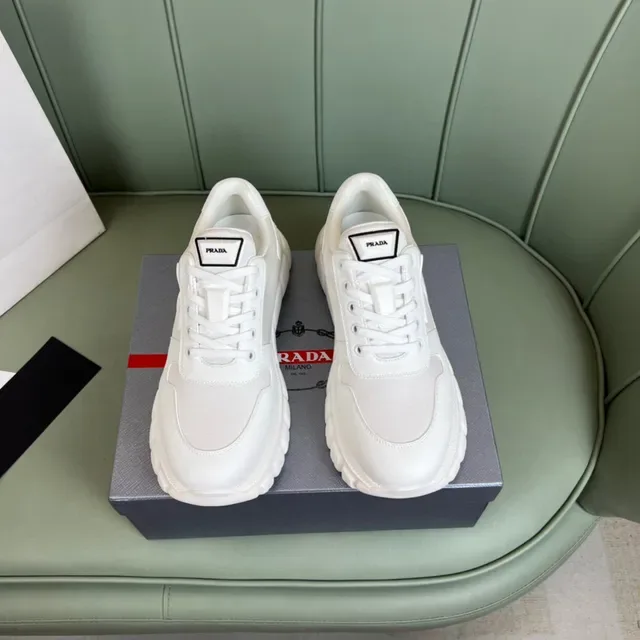 Prada Cloudbust White Gray Ridged Sole Mixed Mesh And Synthetic Upper Chunky Sneakers 9