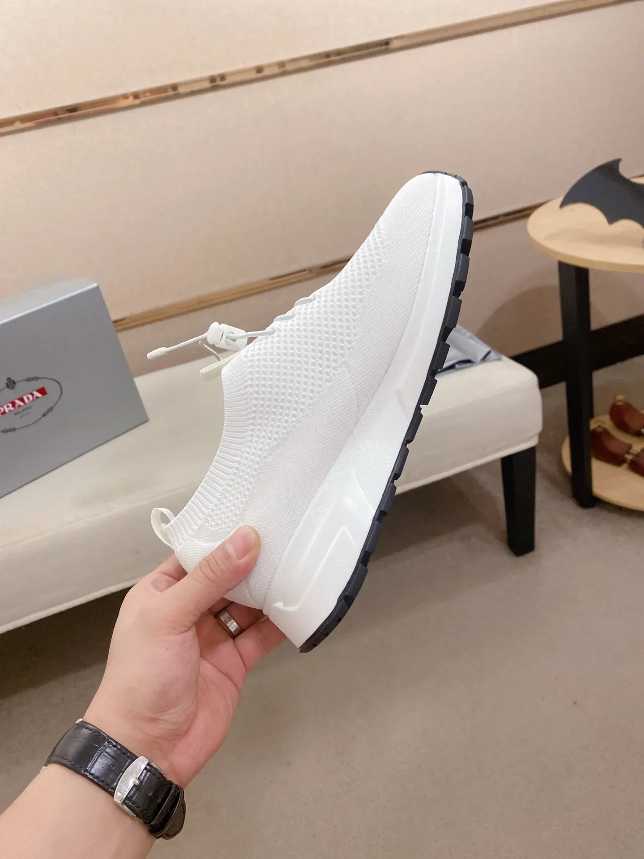 Prada Cloudbust White Knit Lifestyle Sneakers 5