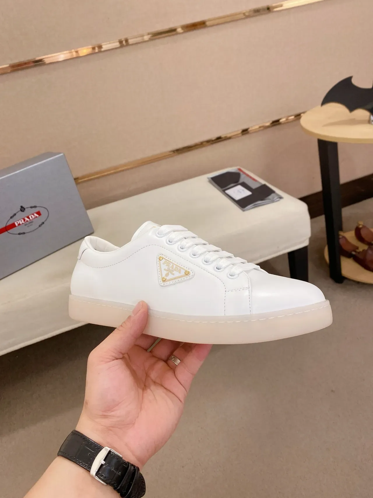 Prada Cloudbust White Leather Lifestyle Sneakers 4