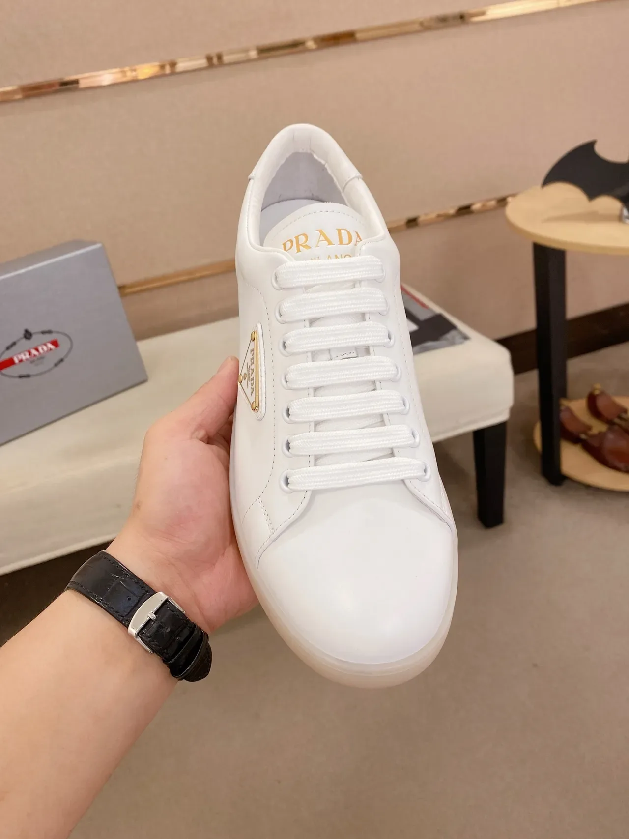 Prada Cloudbust White Leather Lifestyle Sneakers 5