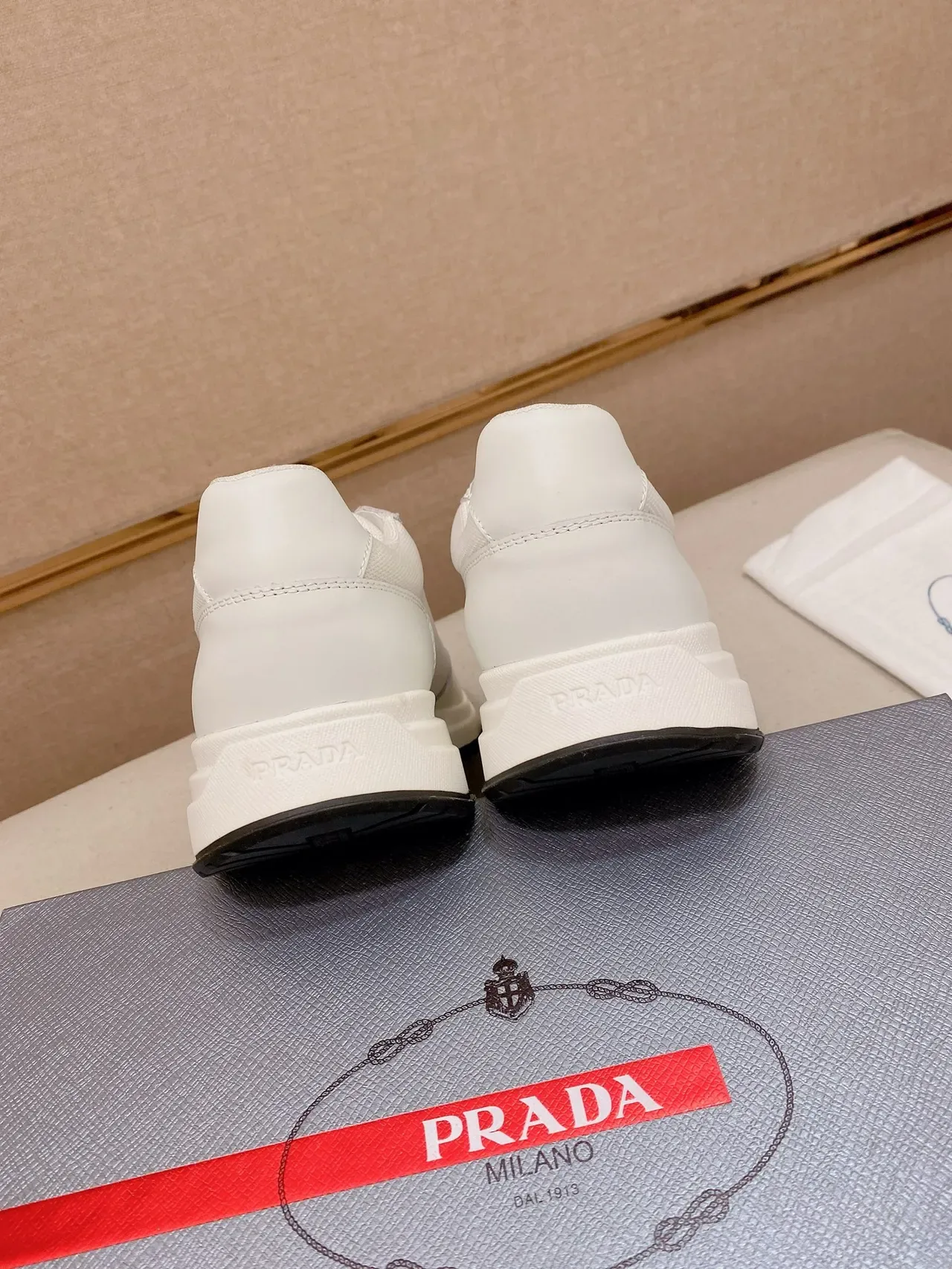 Prada Cloudbust White Mesh and Leather Chunky Sneakers 3