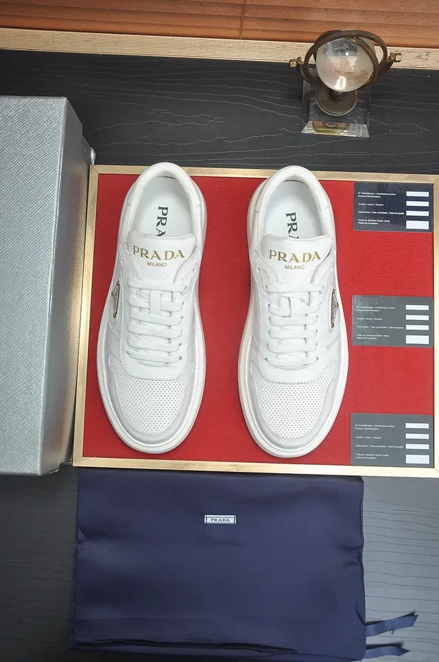 Prada Cloudbust White Perforated Leather Lifestyle Sneakers 3