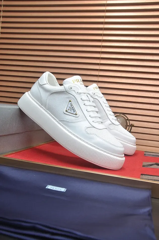 Prada Cloudbust White Perforated Leather Lifestyle Sneakers 4