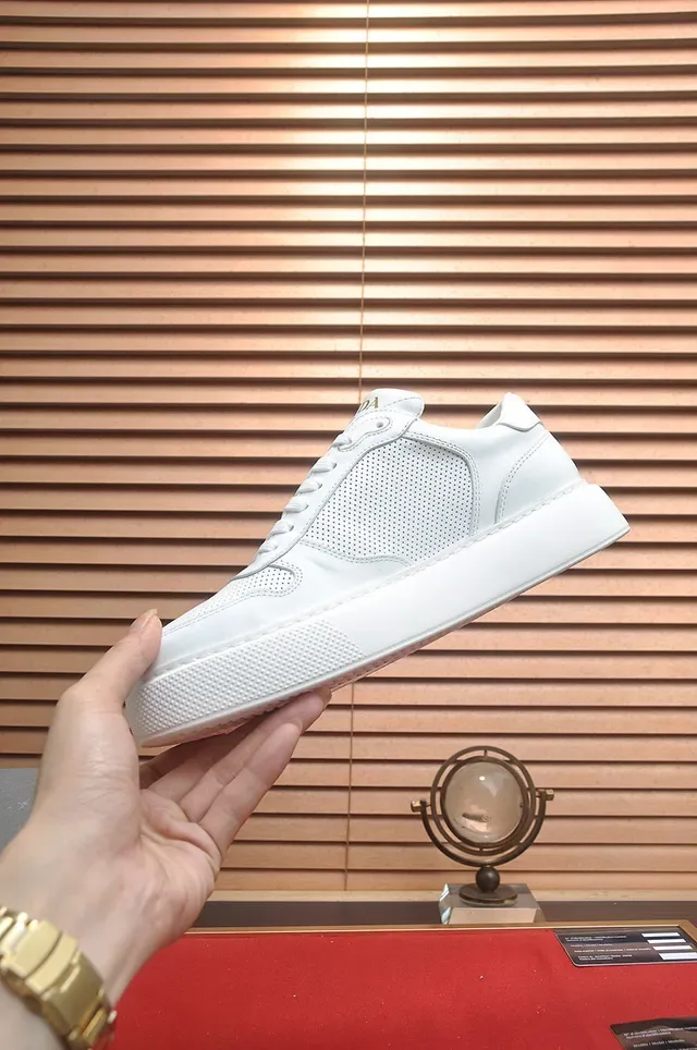 Prada Cloudbust White Perforated Leather Lifestyle Sneakers 5