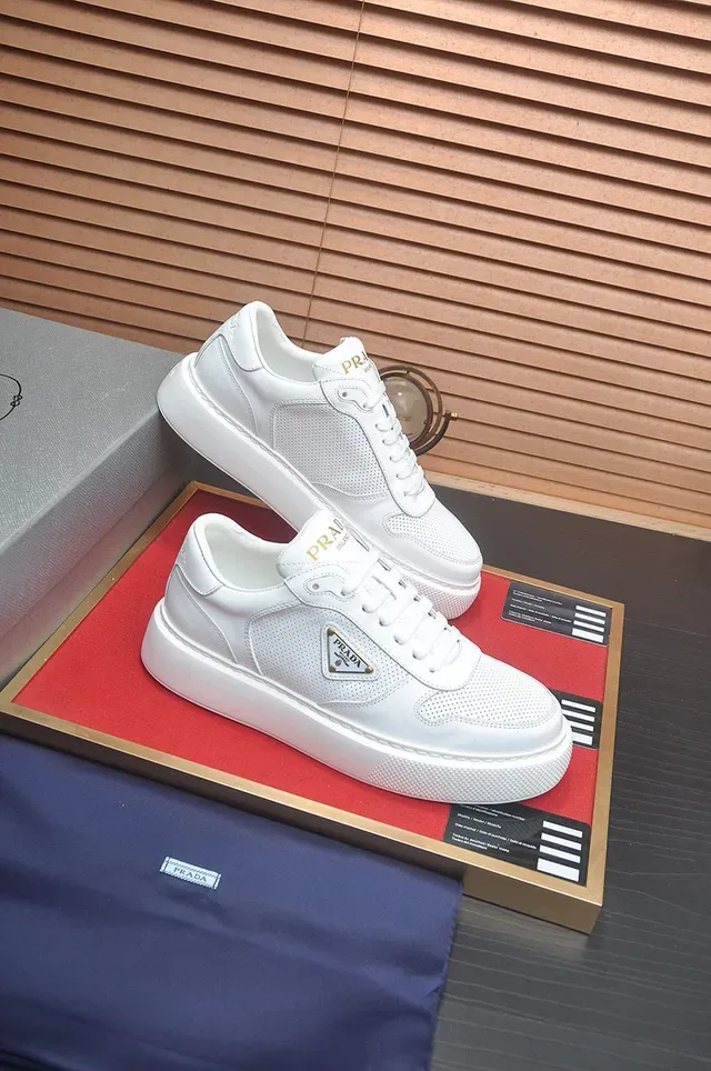Prada Cloudbust White Perforated Leather Lifestyle Sneakers 6
