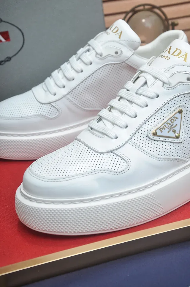 Prada Cloudbust White Perforated Leather Lifestyle Sneakers 8