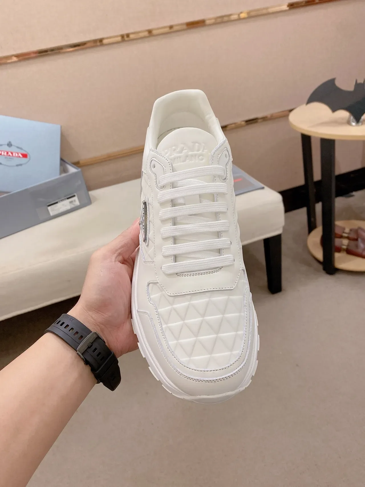 Prada Cloudbust White Quilted Lifestyle Sneakers 5