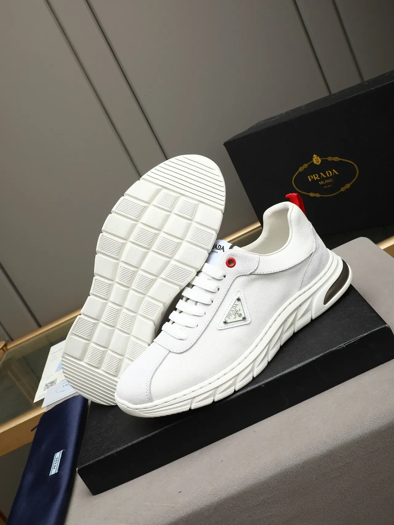 Prada Cloudbust White Textile-Suede Lifestyle Sneakers 4