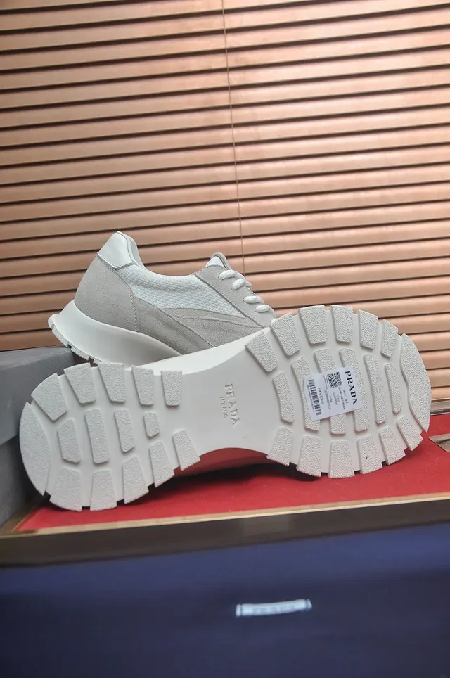 Prada Gray and White Suede Mesh Lifestyle Sneaker 2