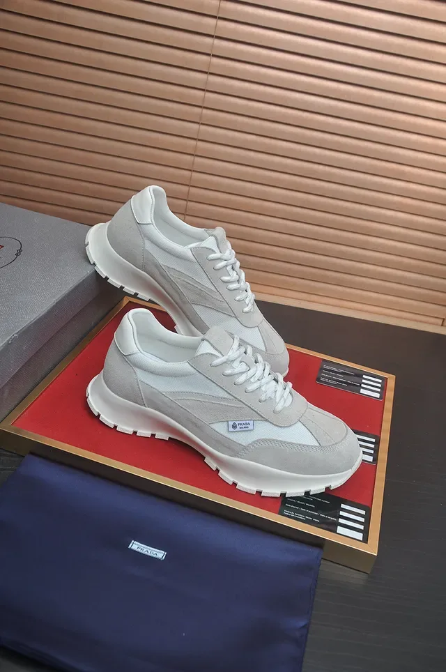 Prada Gray and White Suede Mesh Lifestyle Sneaker 3