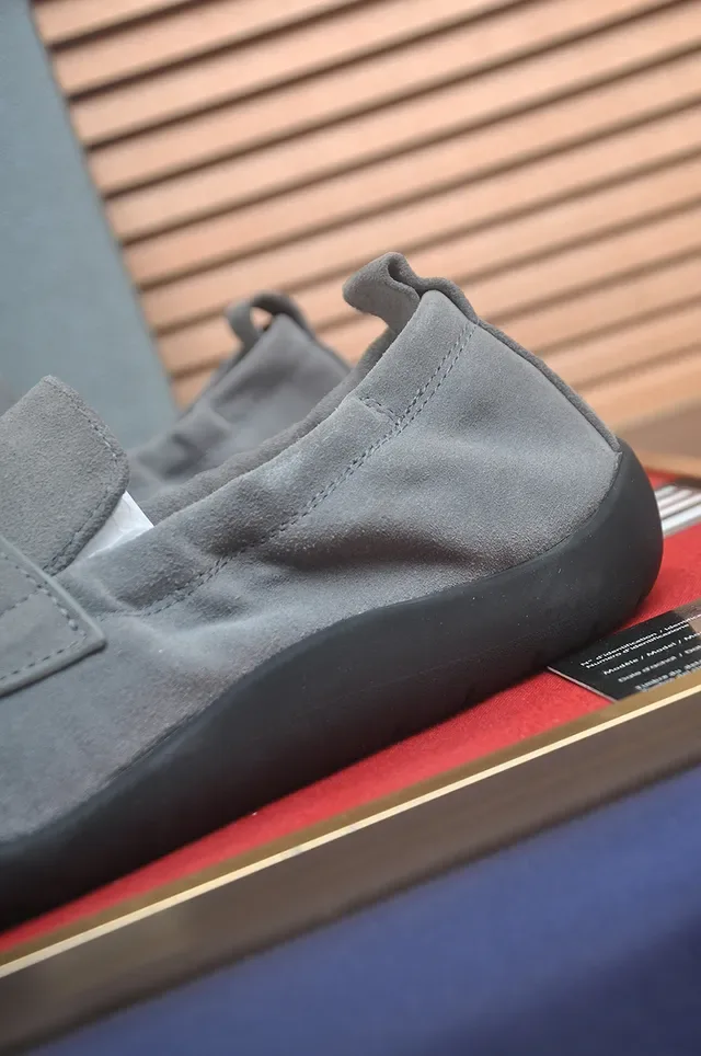 Prada Gray Black Suede Upper Elasticated Collar Loafer 2