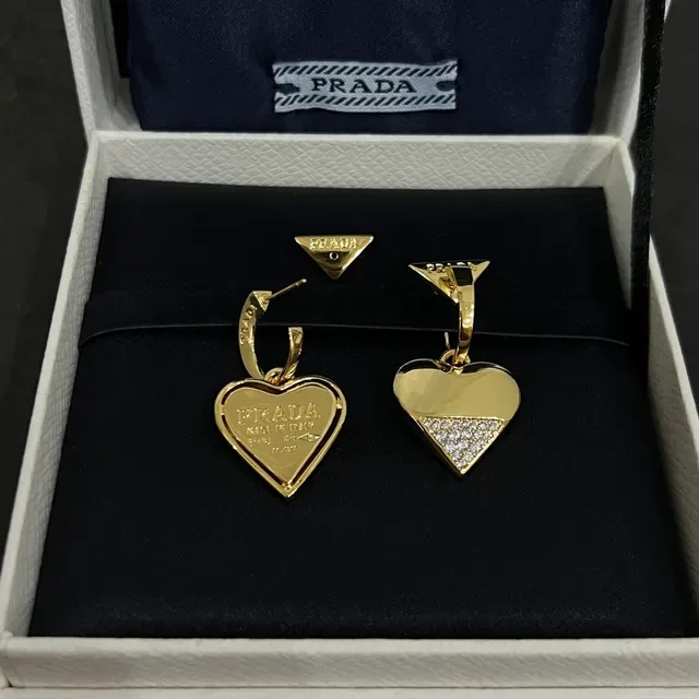 Prada Heart-Shaped Pavé Crystal Drop Earrings 3
