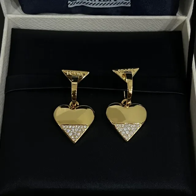 Prada Heart-Shaped Pavé Crystal Drop Earrings 4