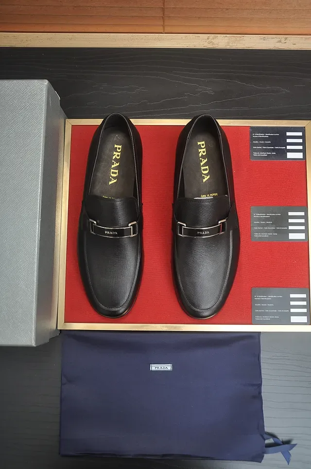 Prada Horsebit Loafer Black Textured Leather Slip-On Loafers 5