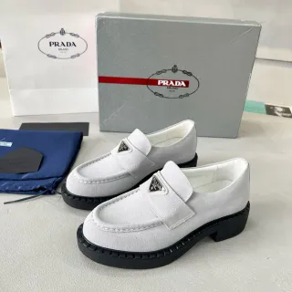Prada لافر رمادي أسود مخمل أعلى موك تو خياطة لافر