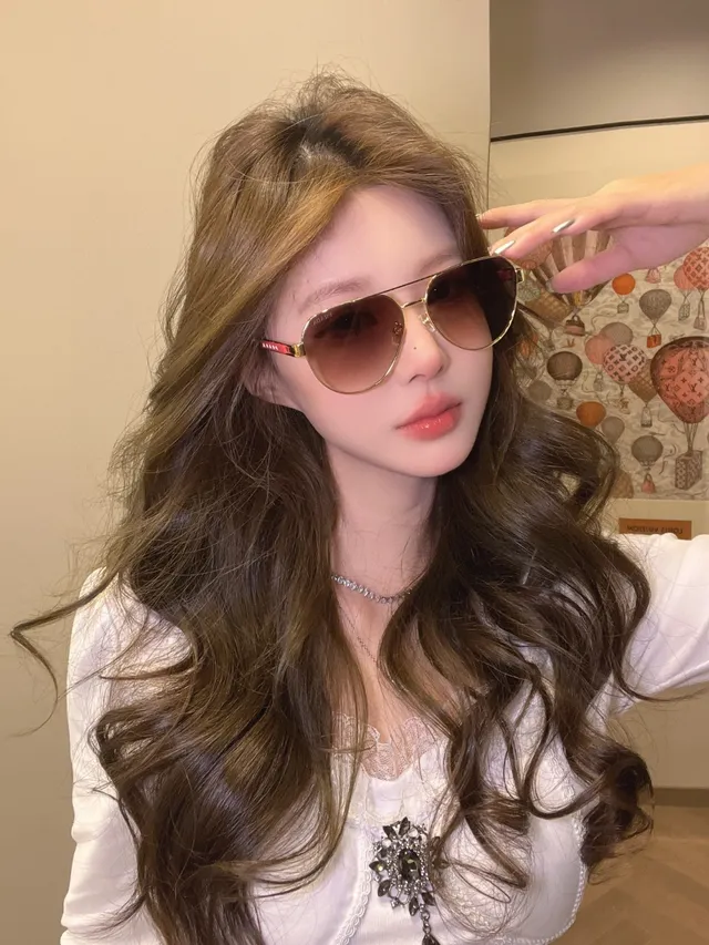 Prada Luna Rossa Gold and Red Aviator Sunglasses 2