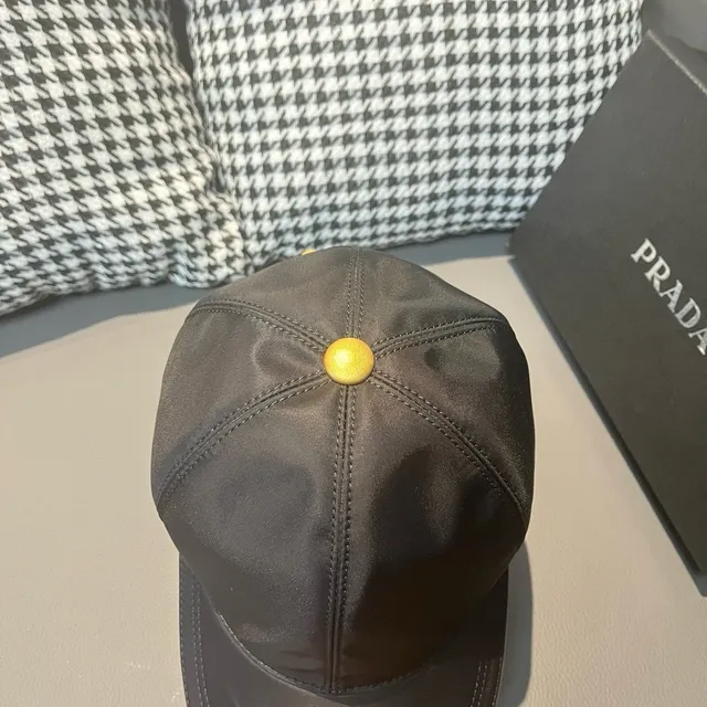 Prada Milano Navy Gold Satin Nylon Embroidery Baseball Cap 6