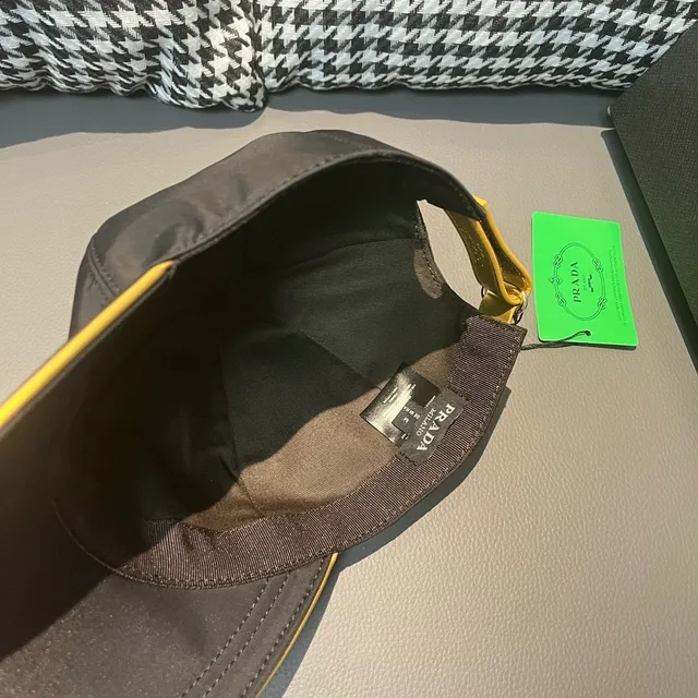 Prada Milano Navy Gold Satin Nylon Embroidery Baseball Cap 8