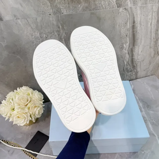 Prada Pink White High-Top Platform Sole Lifestyle Sneakers 3