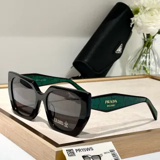 Prada PR15WS Oversized Square Black and Green Marbled Sunglasses