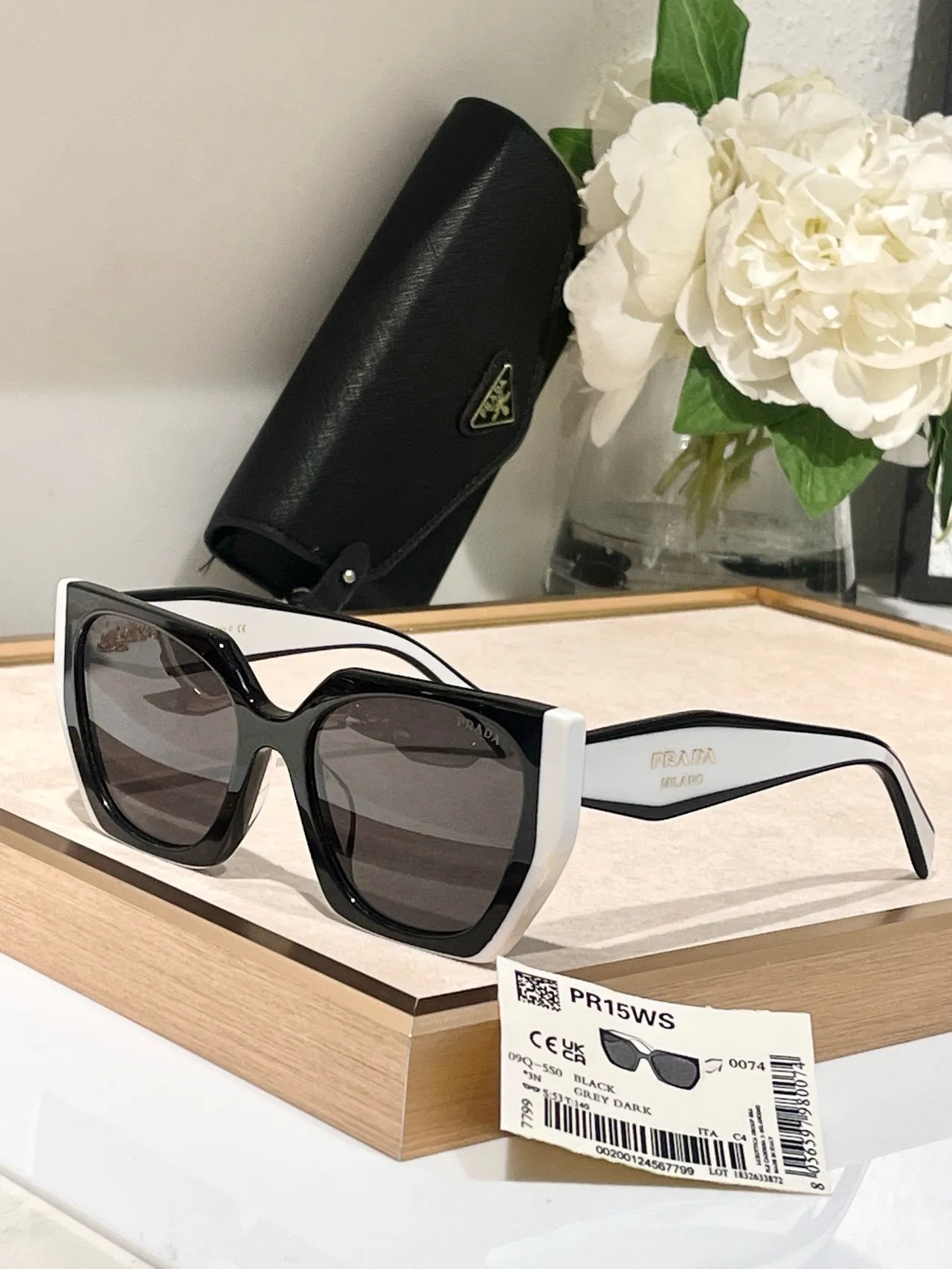 Prada PR15WS Oversized Square Black and Green Marbled Sunglasses 3