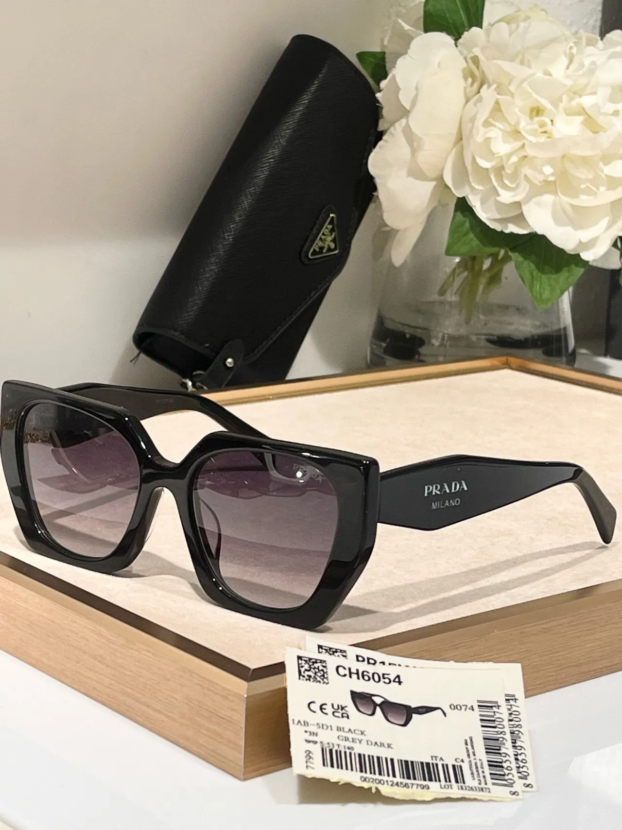 Prada PR15WS Oversized Square Black and Green Marbled Sunglasses 4