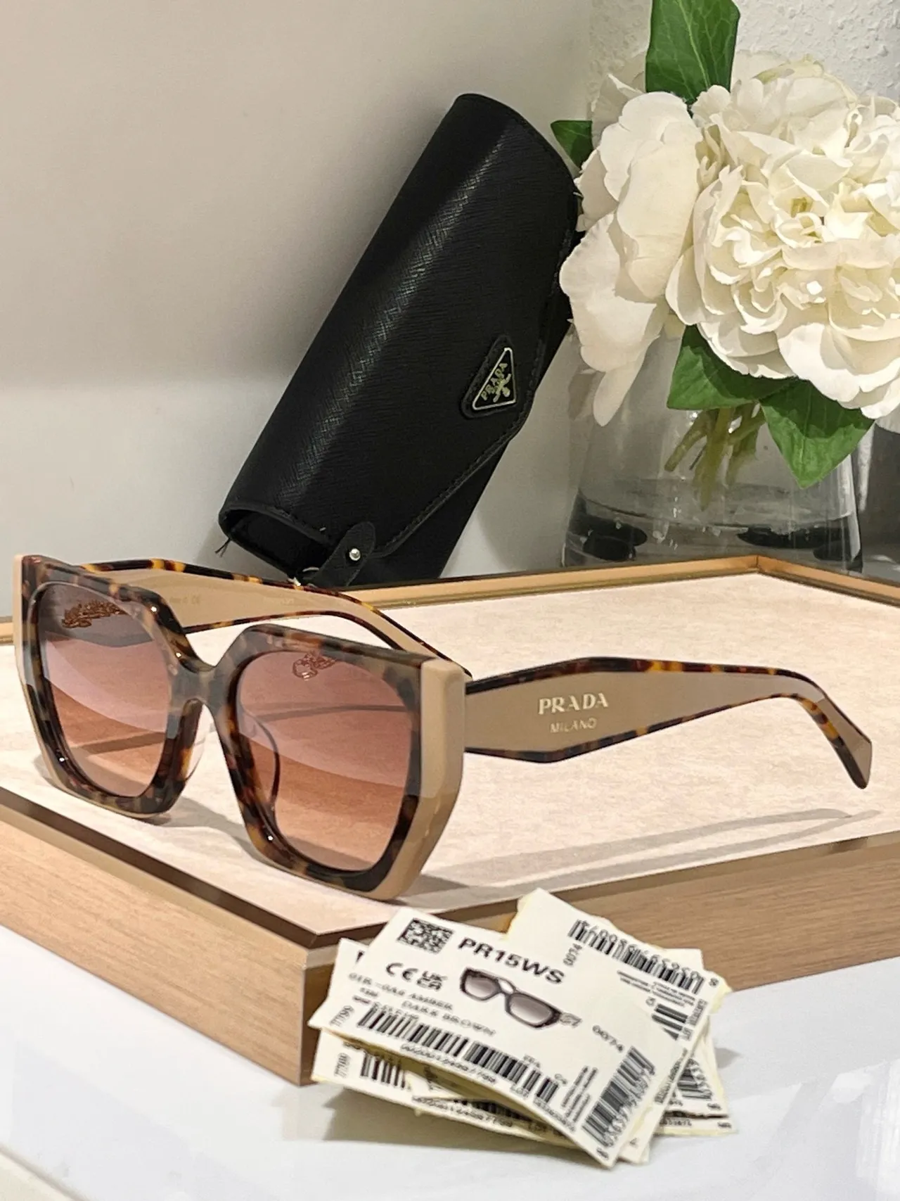 Prada PR15WS Oversized Square Black and Green Marbled Sunglasses 8