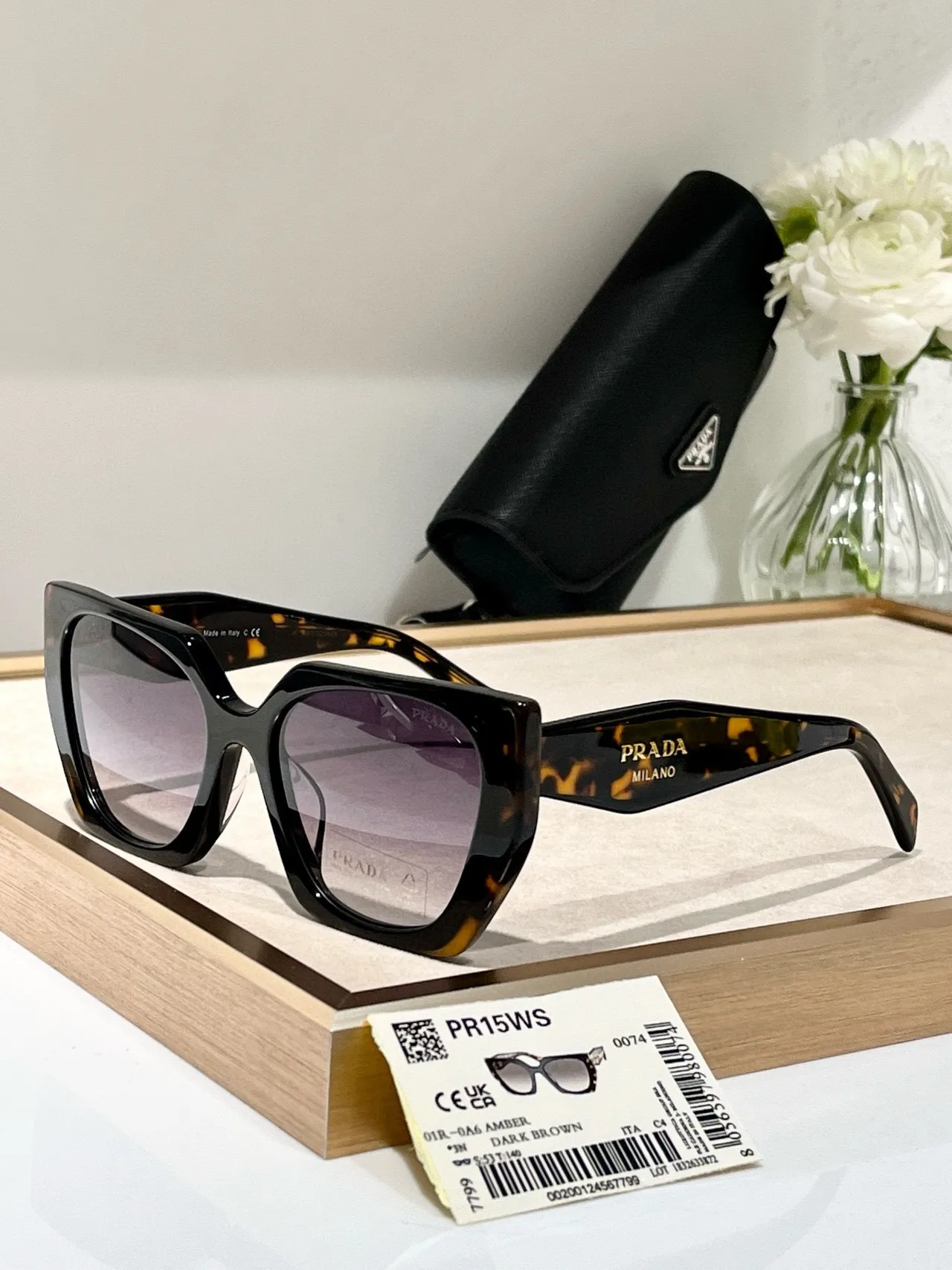 Prada PR15WS Oversized Square Black and Green Marbled Sunglasses 9