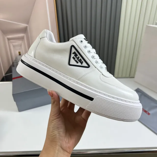 Prada Re-Edition White Leather Platform Lifestyle Sneakers 4