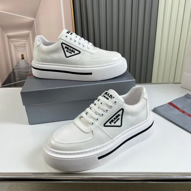 Prada Re-Edition White Leather Platform Lifestyle Sneakers 7