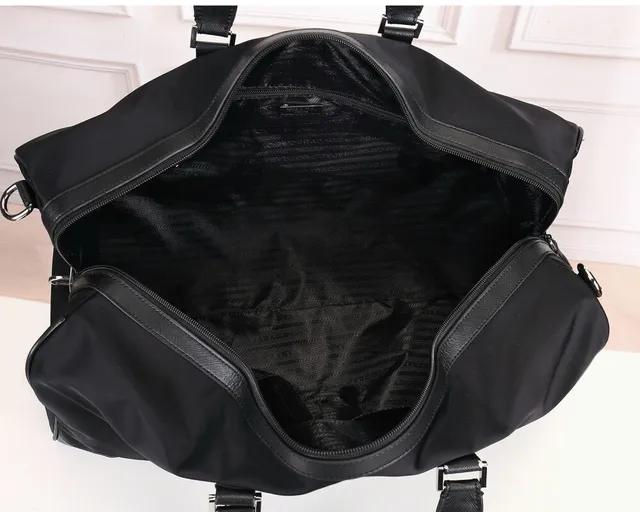 Prada Re-Nylon Black Body Leather Trim Duffle Bag 3