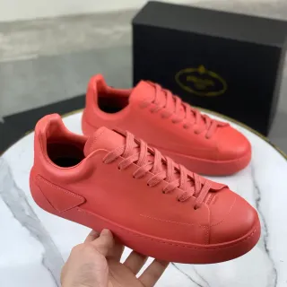 Prada Red Monochrome Leather Minimalist Silhouette Lifestyle Sneakers