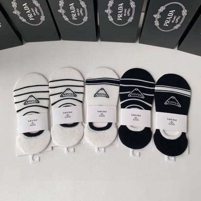 Prada Chaussettes de cheville à logo rayé 2