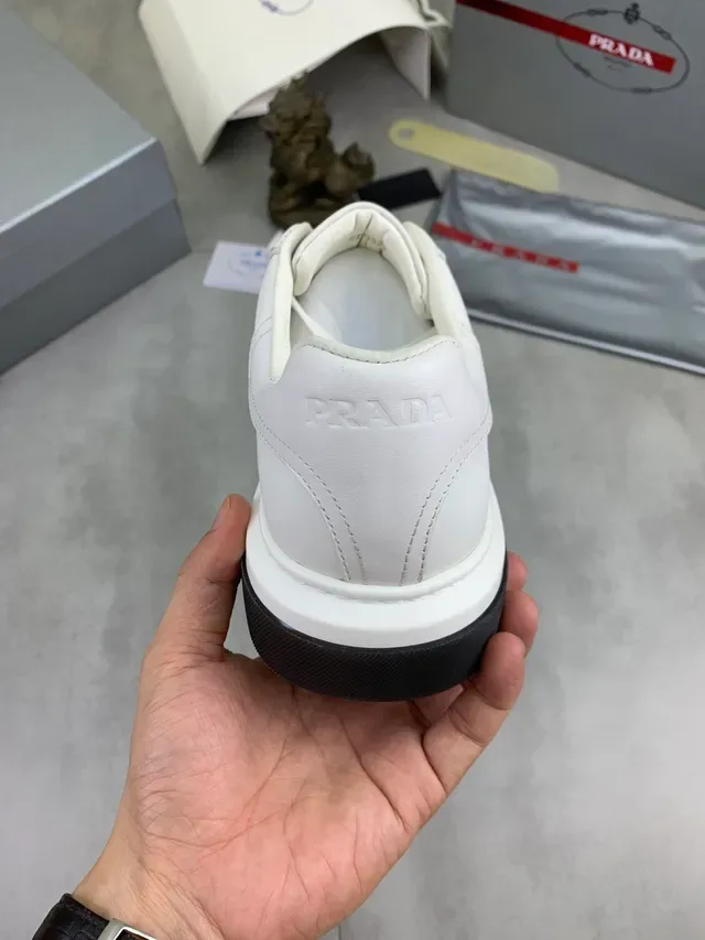 Prada White Black Leather Upper Platform Sole Lifestyle Sneakers 3