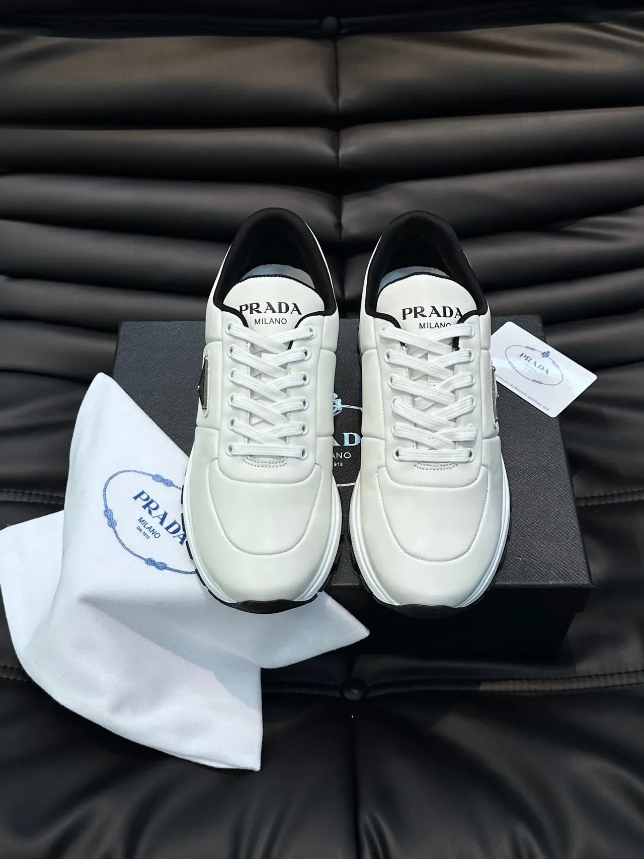 Prada White Leather Lifestyle Sneakers 5