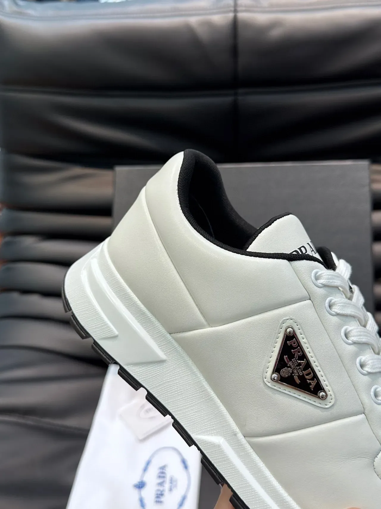 Prada White Leather Lifestyle Sneakers 6