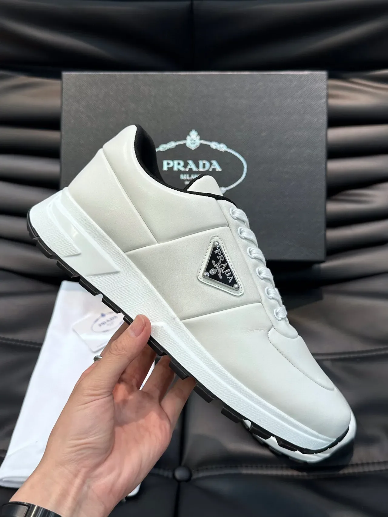 Prada White Leather Lifestyle Sneakers 7