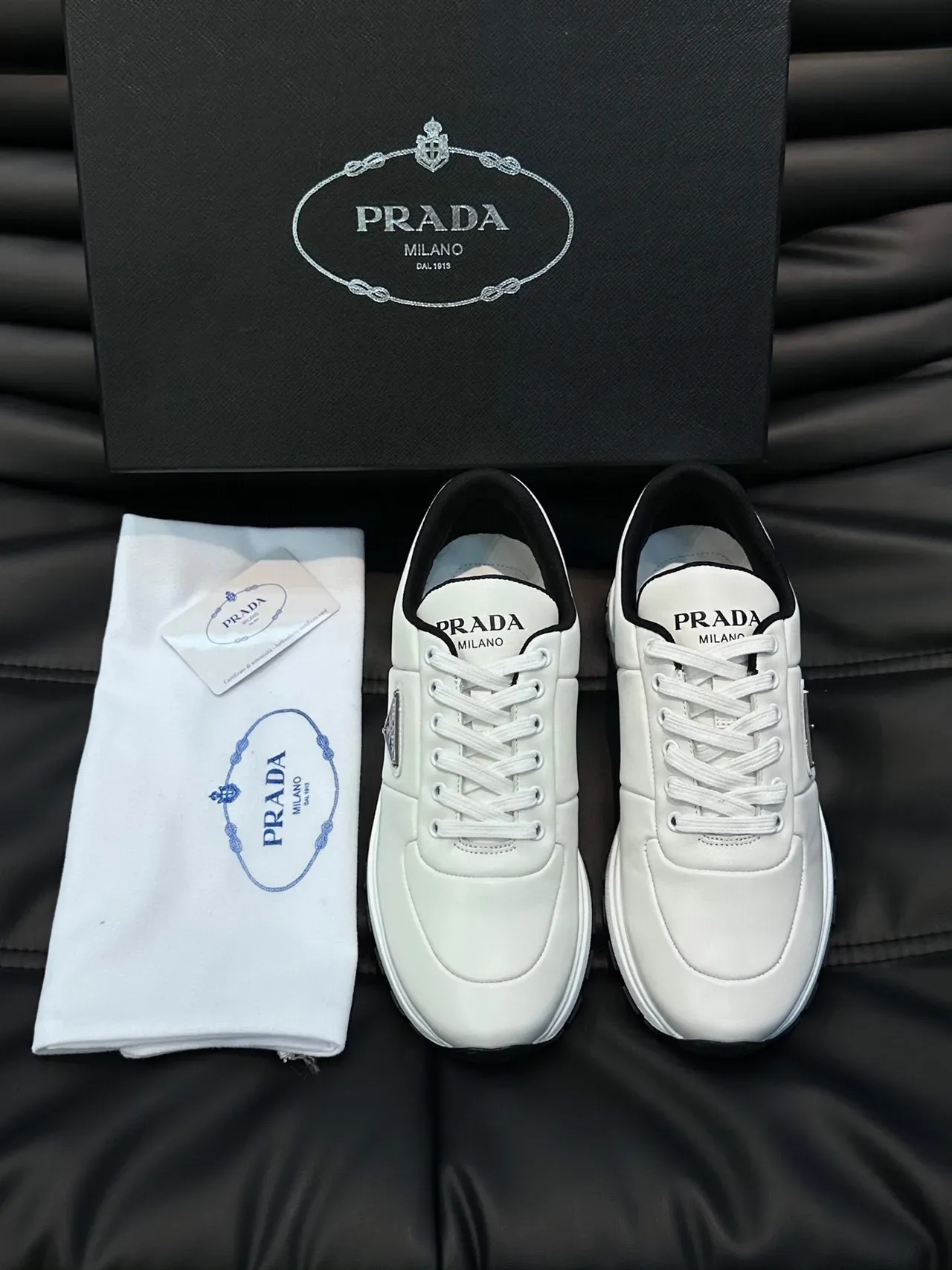 Prada White Leather Lifestyle Sneakers 8