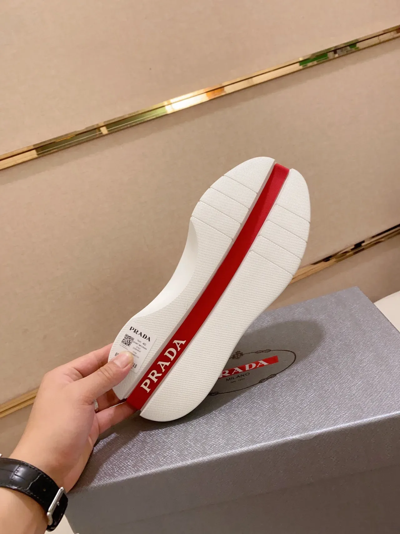 Prada White Red Mesh And Leather Upper Thick Platform Sole Chunky Sneakers 9
