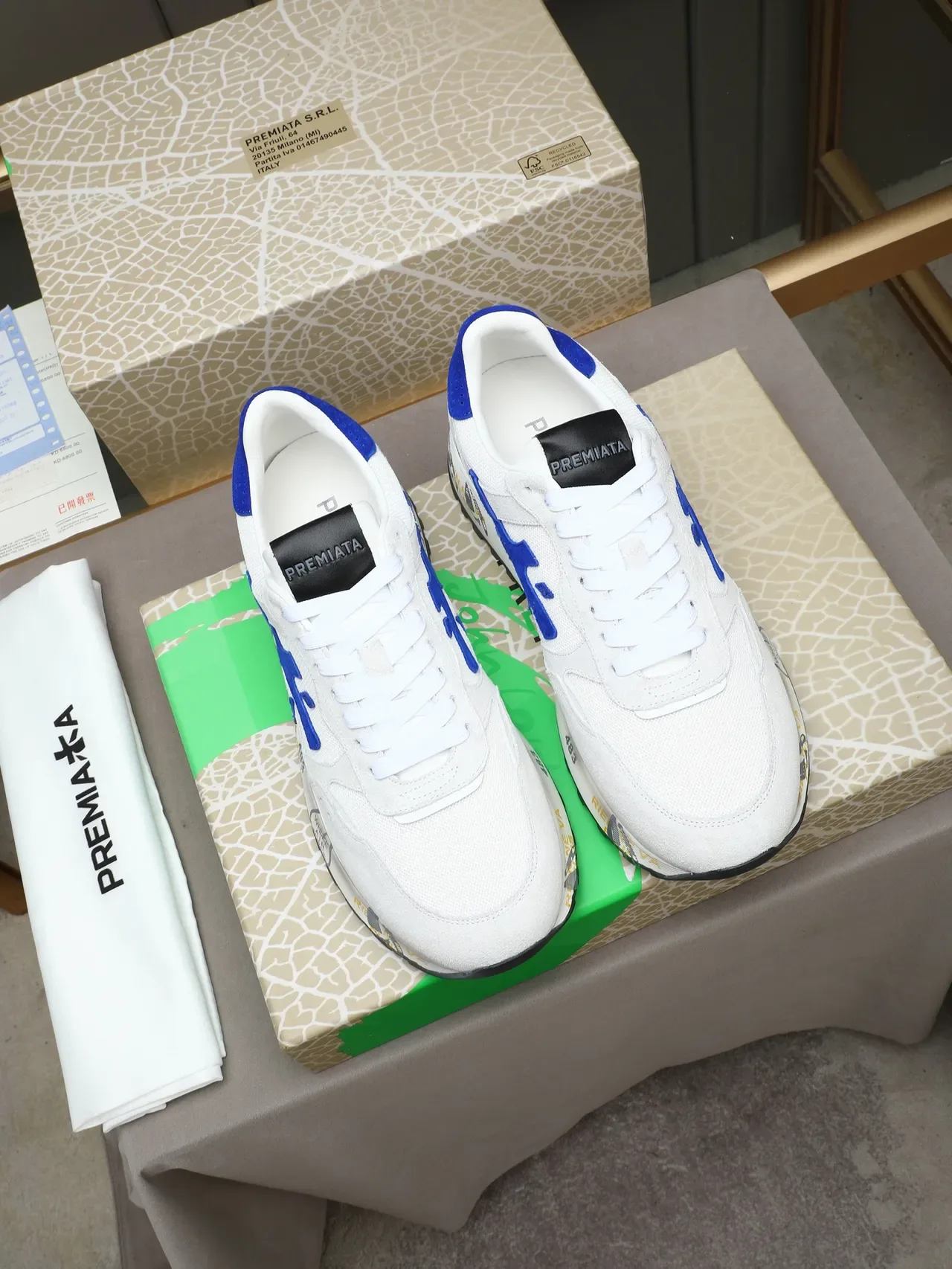 Premiata 483 Original White and Blue Lifestyle Sneakers 2