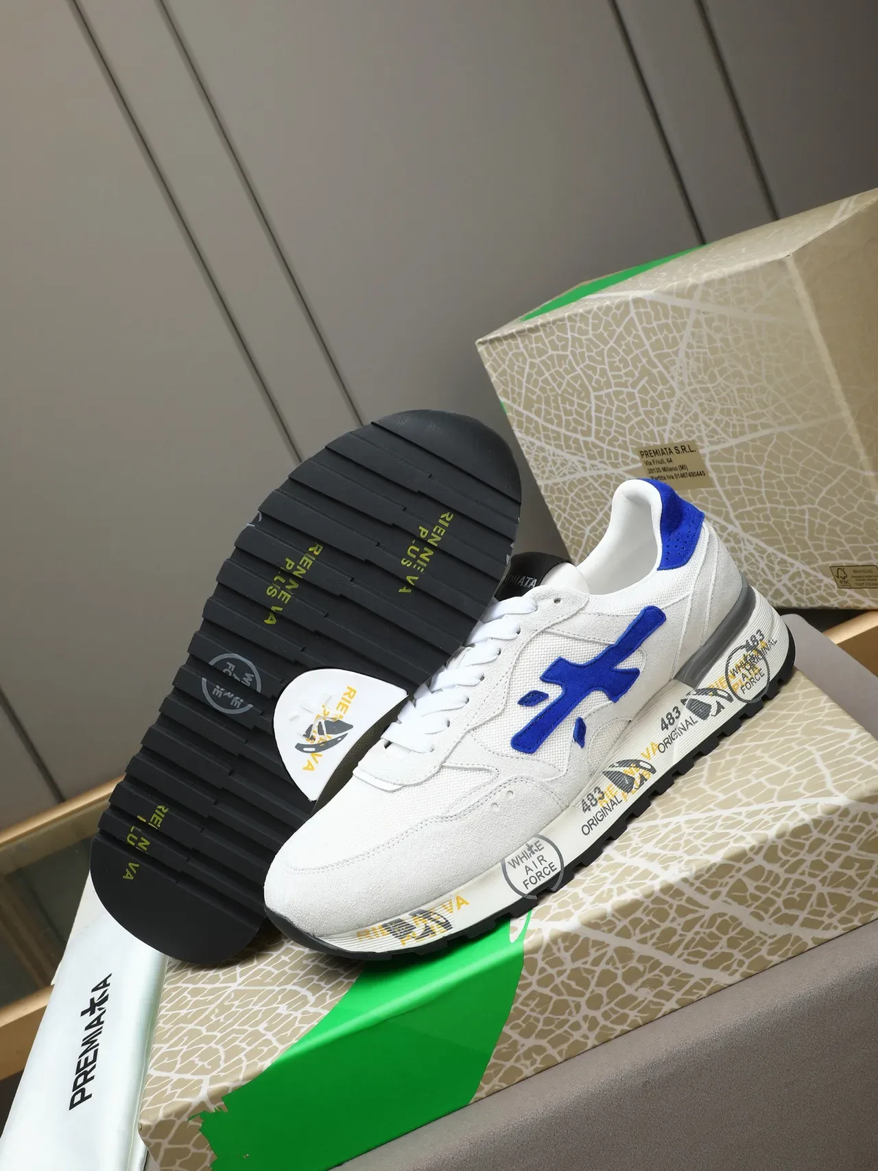 Premiata 483 Original White and Blue Lifestyle Sneakers 4