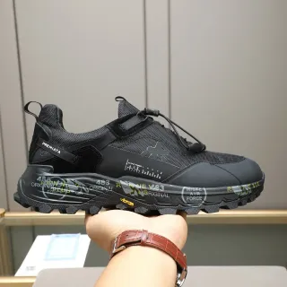Premiata Black Yellow Sole Hybrid Lace-and-Strap Closure Chunky Sneakers