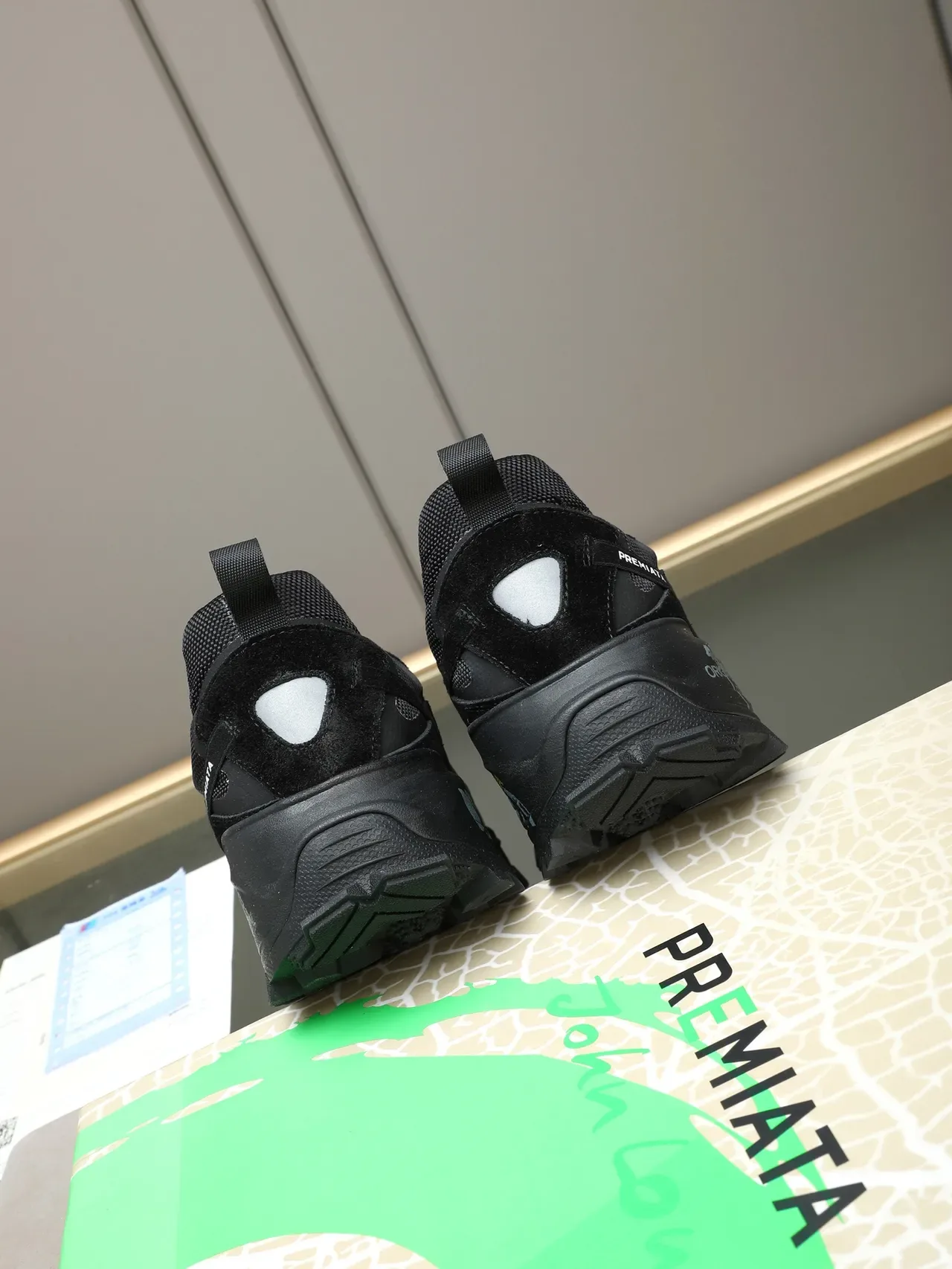 Premiata Black Yellow Sole Hybrid Lace-and-Strap Closure Chunky Sneakers 3